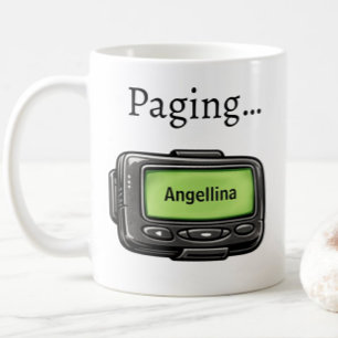 Mug Personnalisé Nom Cadeau Drôle Pager Noir