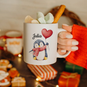 Mug Personnalisé Pingouin avec Ballon en Forme de