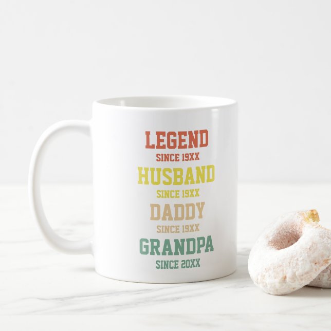 Mug Personnalisé Retro Legend Mari Daddy Grand-père (Avec donut)
