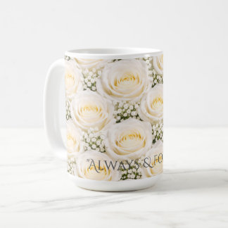 Mug Personnalisé Rose Blanche Élégante avec Nom