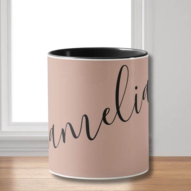 Mug Personnalisé Rose rose rose rose Or Nom chic noir (Créateur téléchargé)