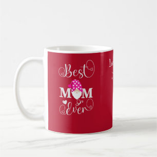 Mug Personnalisé Rouge Rose Blanc Gnome Meilleure Mama