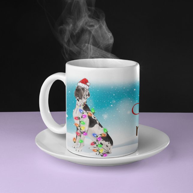 Mug Personnalisé Santa Hat Joyeux Noël Great Dane Love (Créateur téléchargé)