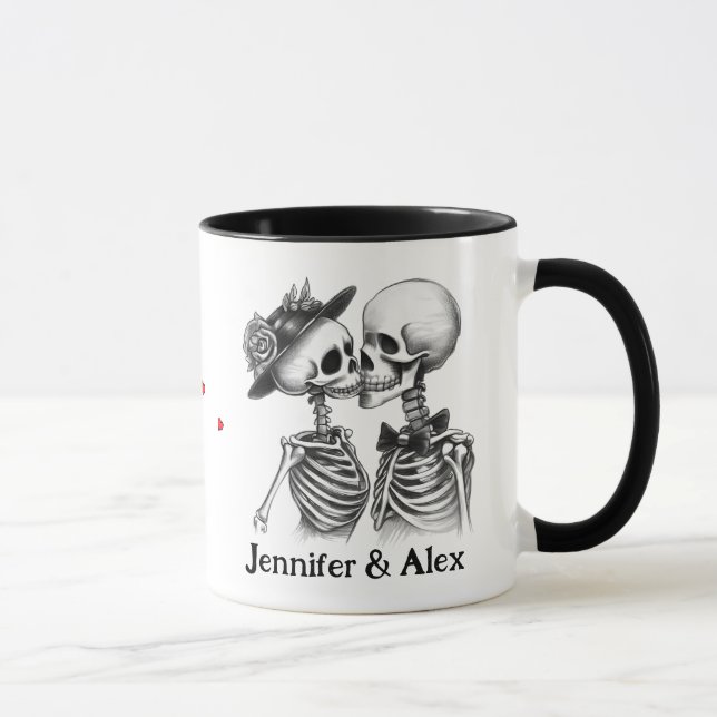 Mug Personnalisé Skeleton Couple Names Personnalisé (Droite)