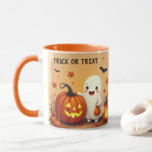 Personnalisé Vintage Cute Ghost & Citrouille Hallo