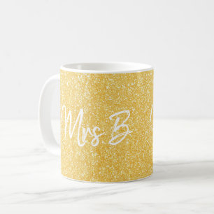Mug Personnalisé Yellow Or Mme Parties scintillant ini