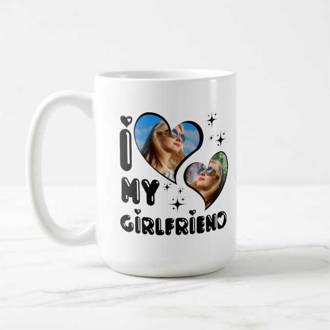 Mug Personnalisée 2 Photo J'aime ma petite amie (Gauche)