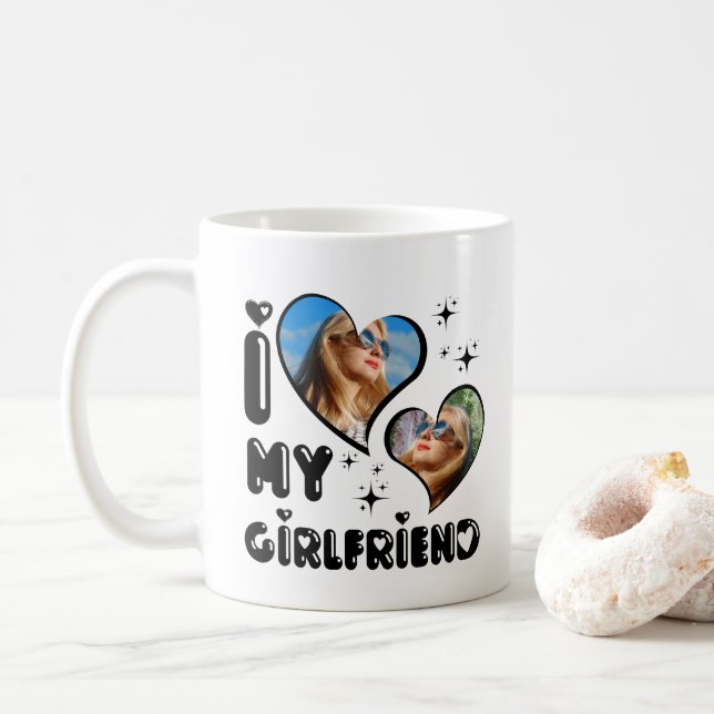 Mug Personnalisée 2 Photo J'aime ma petite amie (Avec donut)