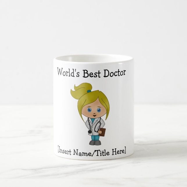 Mug Personnalisée Cute Femme Blonde Bleu-Eyed (Centre)