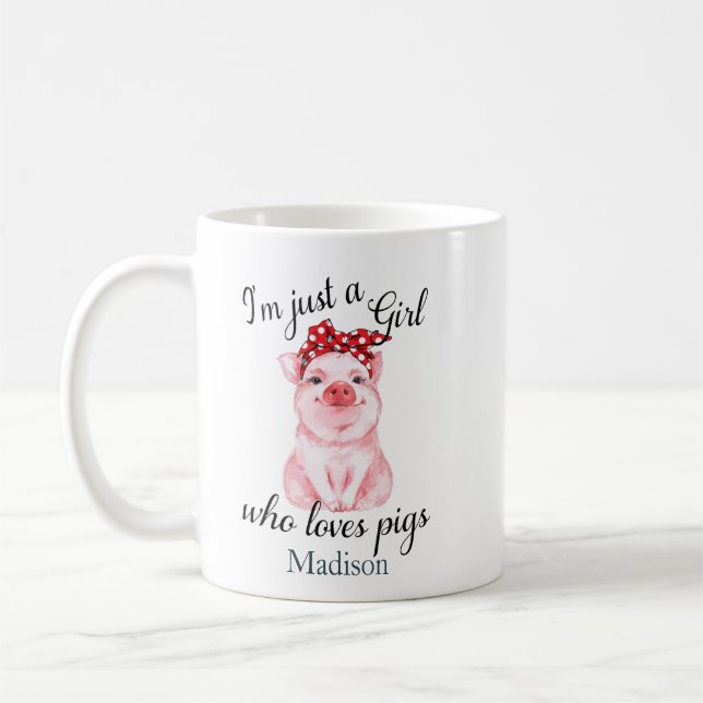 Mug Personnalisée Juste une fille qui aime les cochons (Gauche)