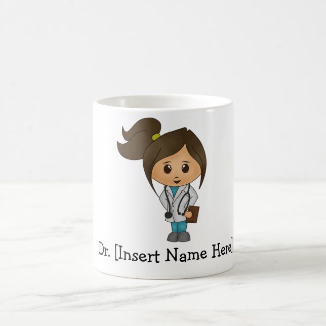 Mug Personnalisée Mignonne Doctor, Brunette Femme (Centre)