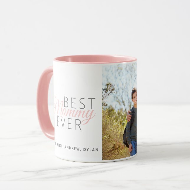 Mug Personnalisée Rose-Bleu Meilleure Maman Jamais Pho (Devant gauche)