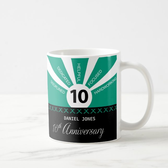 Mug Personnaliser, 10e anniversaire de l'employé (Droite)