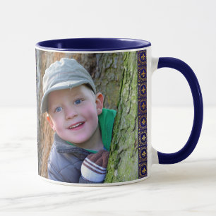 Mug Personnaliser 2 Photo Navy Café Bleu Pour Papa
