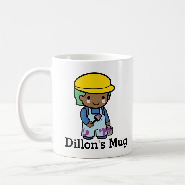 Mug Personnaliser Artiste garçon avec peinture violett (Gauche)