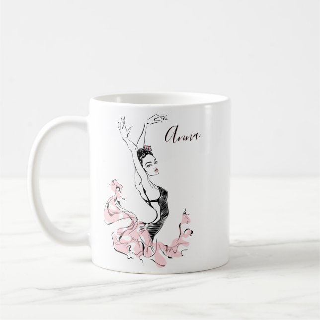 Mug Personnaliser Ballerina Sketch en rose (Gauche)