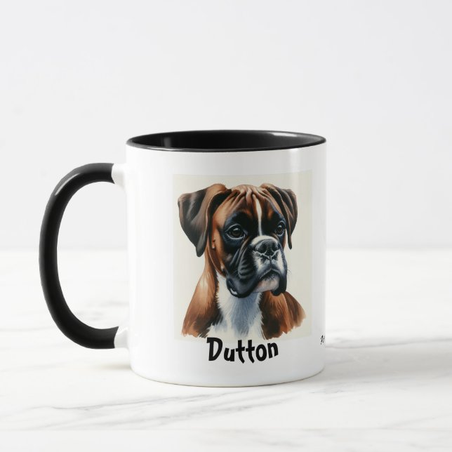 Mug Personnaliser /Cute Boxer Aquarelle Portriat (Gauche)