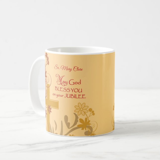 Mug Personnaliser, Jubilee Anniversaire Nun Cross, Fil (Devant gauche)