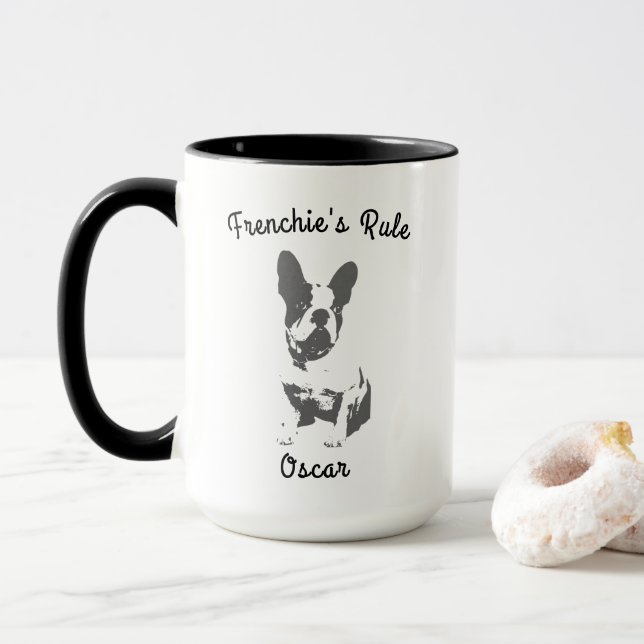 Mug Personnaliser le chien de balle français (Avec donut)
