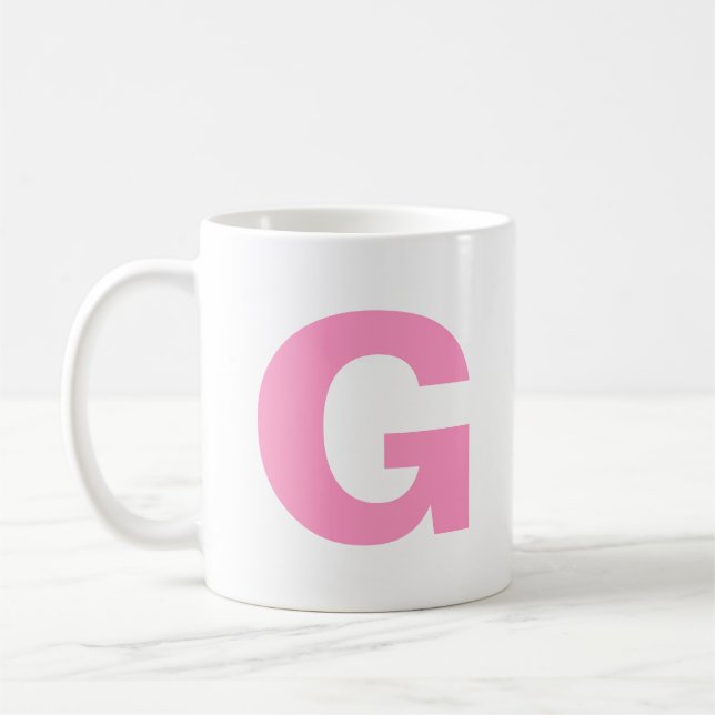 Mug Personnaliser le Monogramme initial rose de script (Gauche)