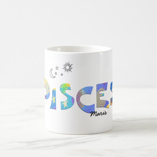 Mug Personnaliser le nom PISCES Anniversaire Zodiac Mu (Centre)