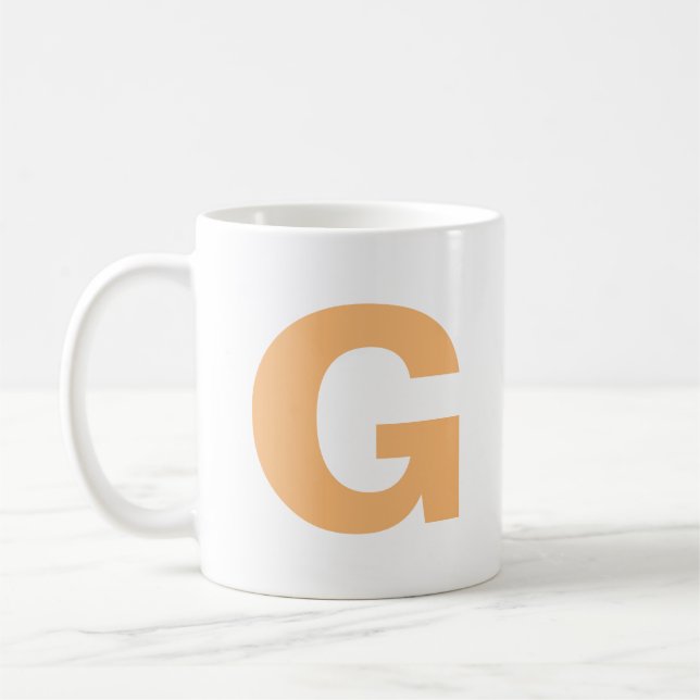 Mug Personnaliser le script moderne Orange initial Mon (Gauche)