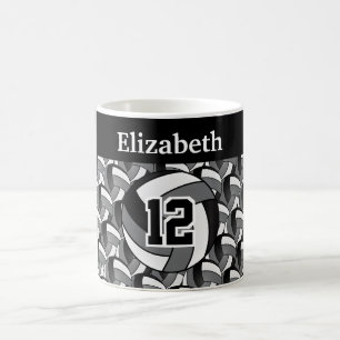 Mug Personnaliser le volley-ball gris, noir et blanc