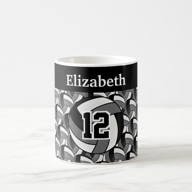 Mug Personnaliser le volley-ball gris, noir et blanc (Centre)