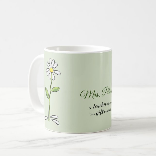 Mug Personnaliser, Merci enseignant, Fleur religieuse (Devant gauche)