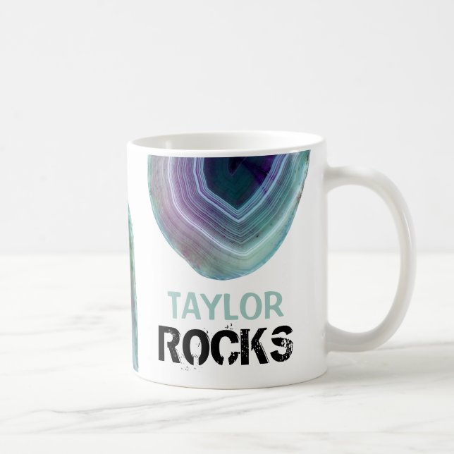 Mug *~* Personnaliser NOM ROCKS Magneta Pastels Turquo (Droite)