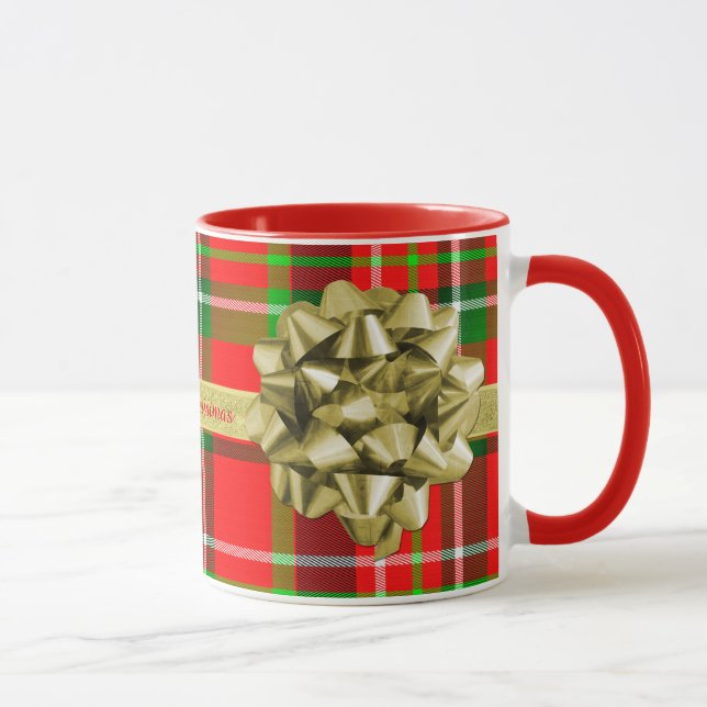 Mug Personnalisez : Cadeau de Noël et rubans de tartan (Droite)