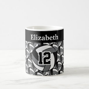 Mug Personnalisez le volleyball gris et noir et blanc
