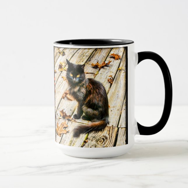 Mug Personnalisez: Photo de chat noir d'Halloween (Droite)