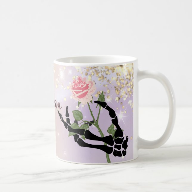 Mug Personnalisez Votre Nom Personnel Crâne Main Flora (Droite)