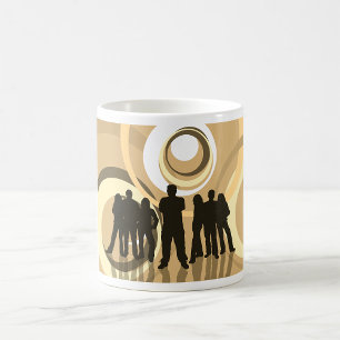 Mug Personnes en silhouette rétro avec des cercles abs