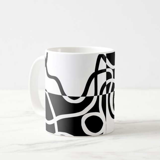 Mug Persuasion linéaire II : noir et blanc Abstrait (Devant gauche)