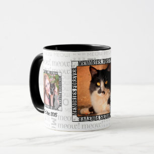 Mug Pet Memorial 3-Photo perte d'un chat Meow Word Art