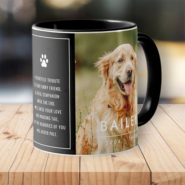 Mug Pet Memorial Moderne Simple Souvenir Poème photo (Créateur téléchargé)