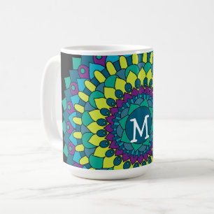 Mug Pétales de fleurs de Bohême Funky avec Monogramm