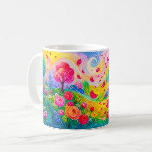 Mug Pétales de rose dérivant dans un jardin venteux