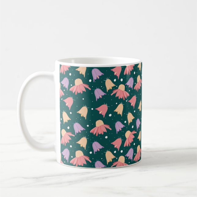 Mug Pétales en fleurs Motif en couleur vert foncé (Gauche)