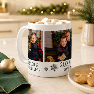 Mug Petit Aide du Père Noël Photo de Noël Verte