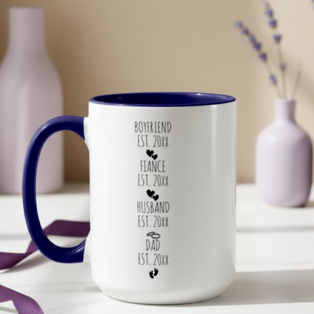 Mug Petit ami à papa Jalon Année personnalisée (Créateur téléchargé)