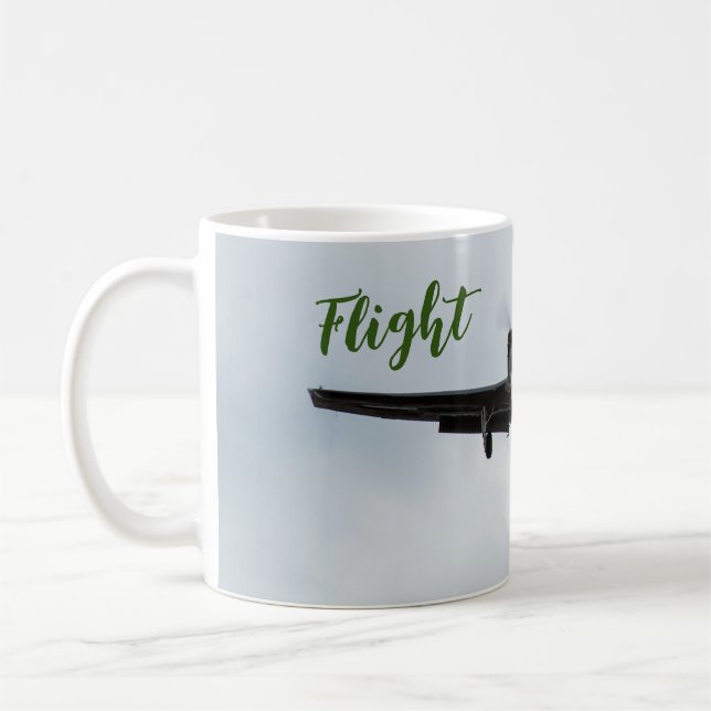 Mug Petit avion avec temps de vol en vert (Gauche)