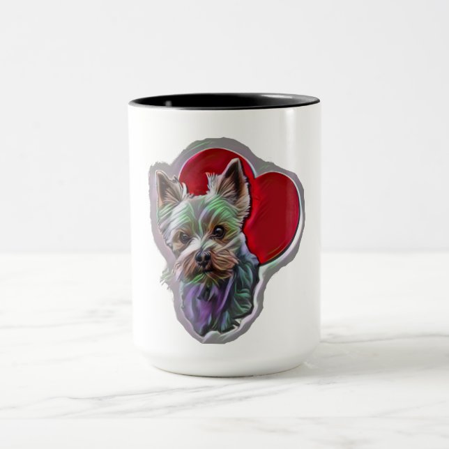 Mug Petit Blue Gold PopArt Yorkshire Yorkie Terrier (Centre)