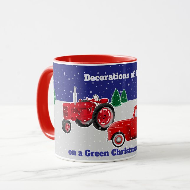 Mug Petit Camion rouge et Wagon et Vieux Camion rouge (Devant gauche)