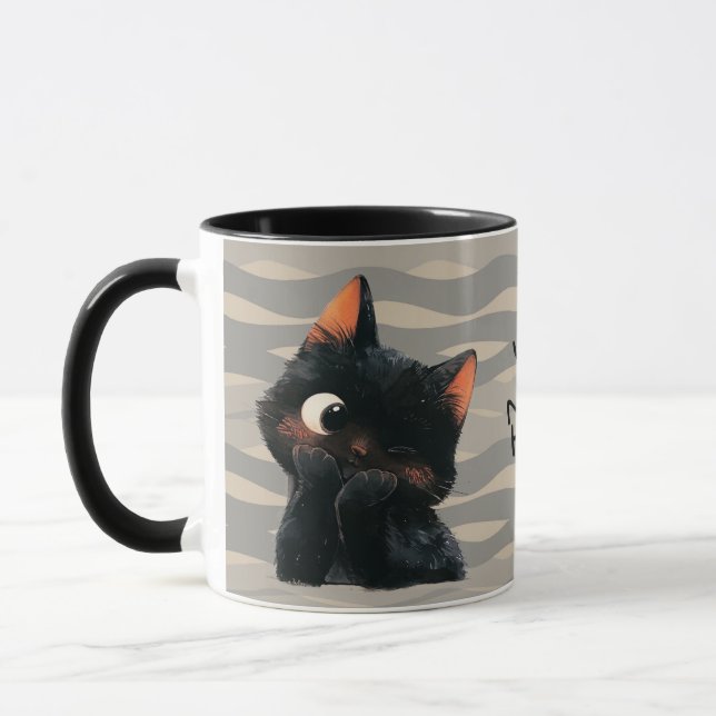 Mug Petit Chat Noir Chevelé (Gauche)