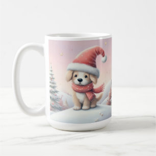 Mug Petit chiot de Noël en chapeau santa