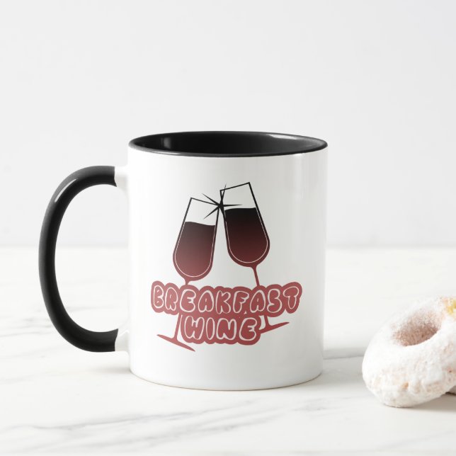 Mug Petit-déjeuner Vin Drôle Cuite Noire et Rouge Cita (Avec donut)