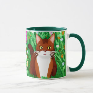 Mug Petit gingembre Kitty Brown dans un champ de fleur